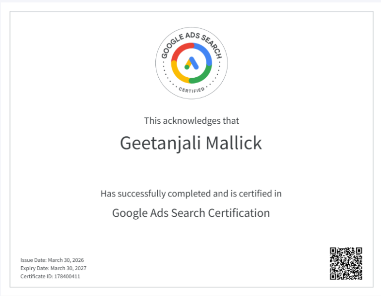 Google Seach Ad Certificate