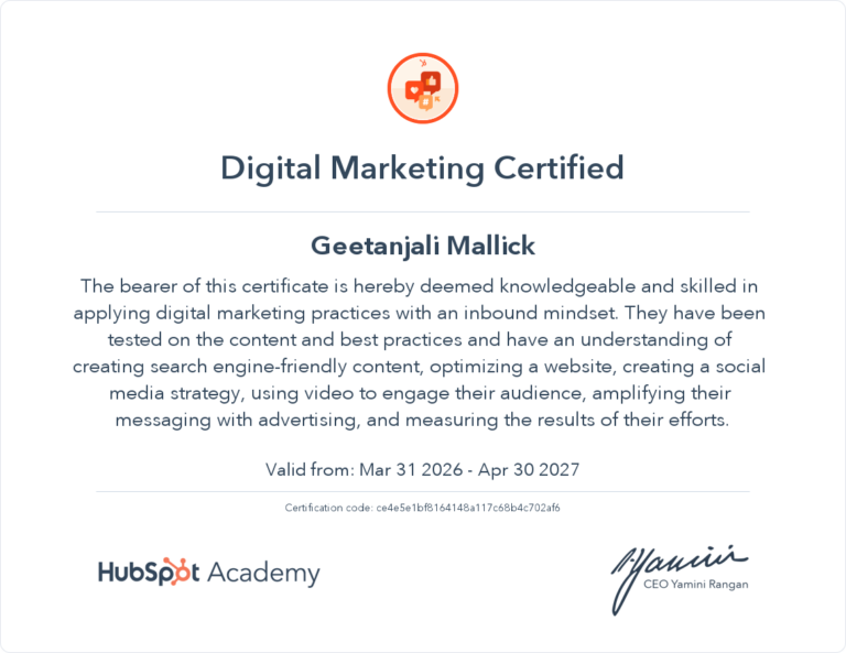 digital marketing certoficat