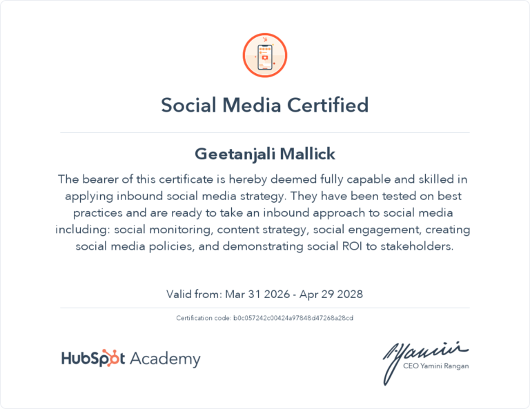 social media certificate